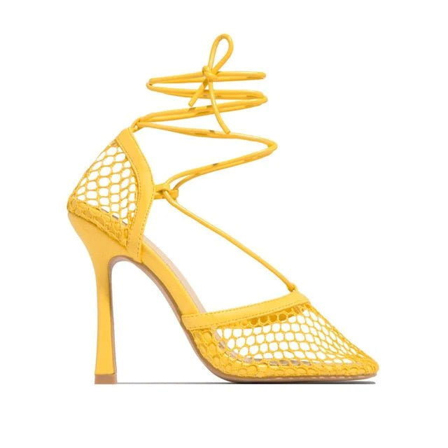 Messian Netted Tie Up Heels