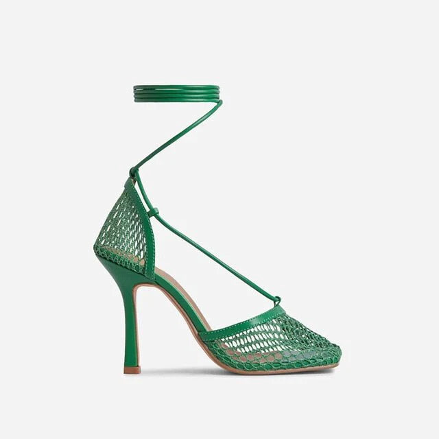 Messian Netted Tie Up Heels