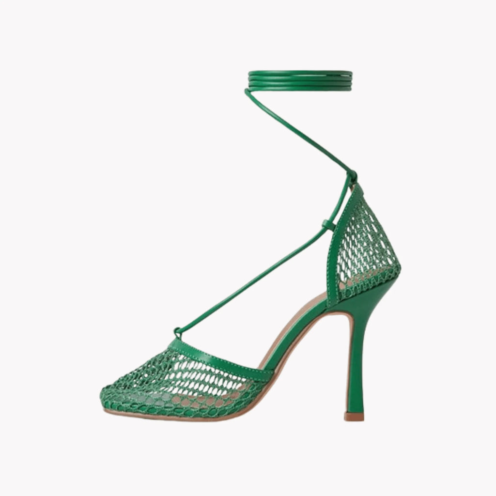 Messian Netted Tie Up Heels