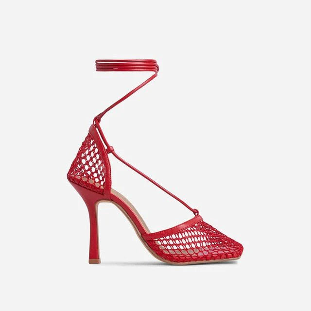 Messian Netted Tie Up Heels