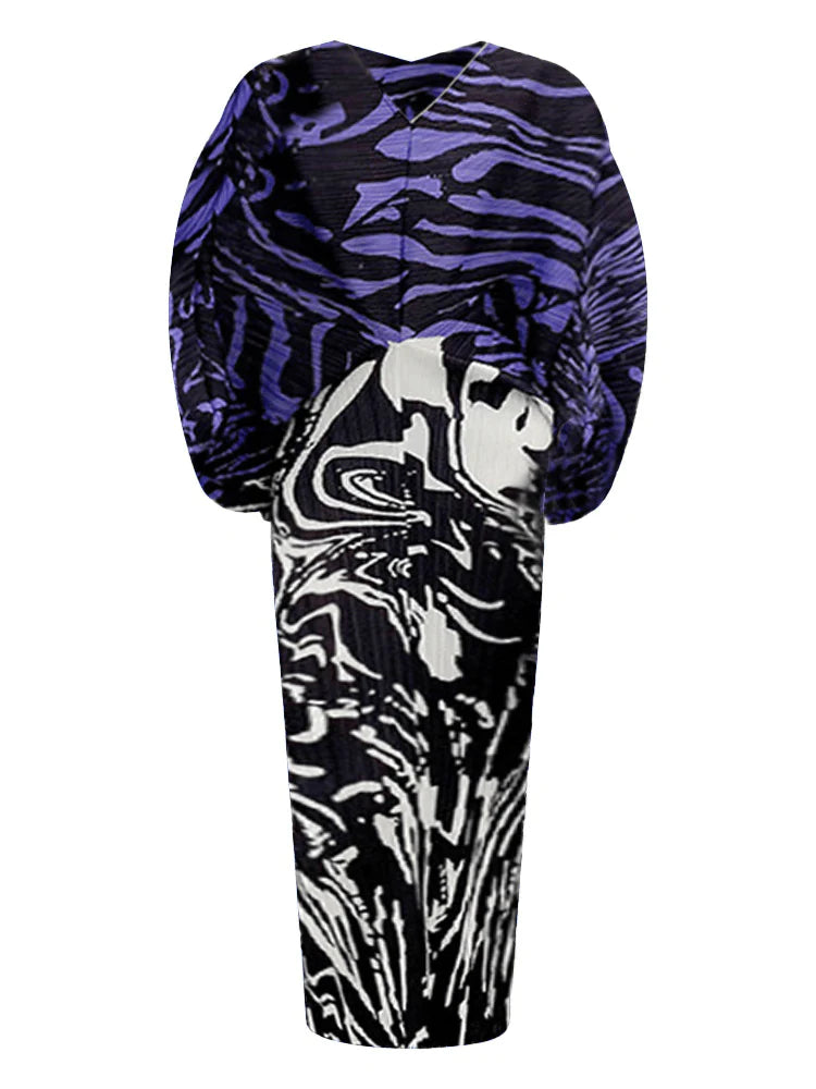 Mellisha Swirl Contrast Pleated Dress