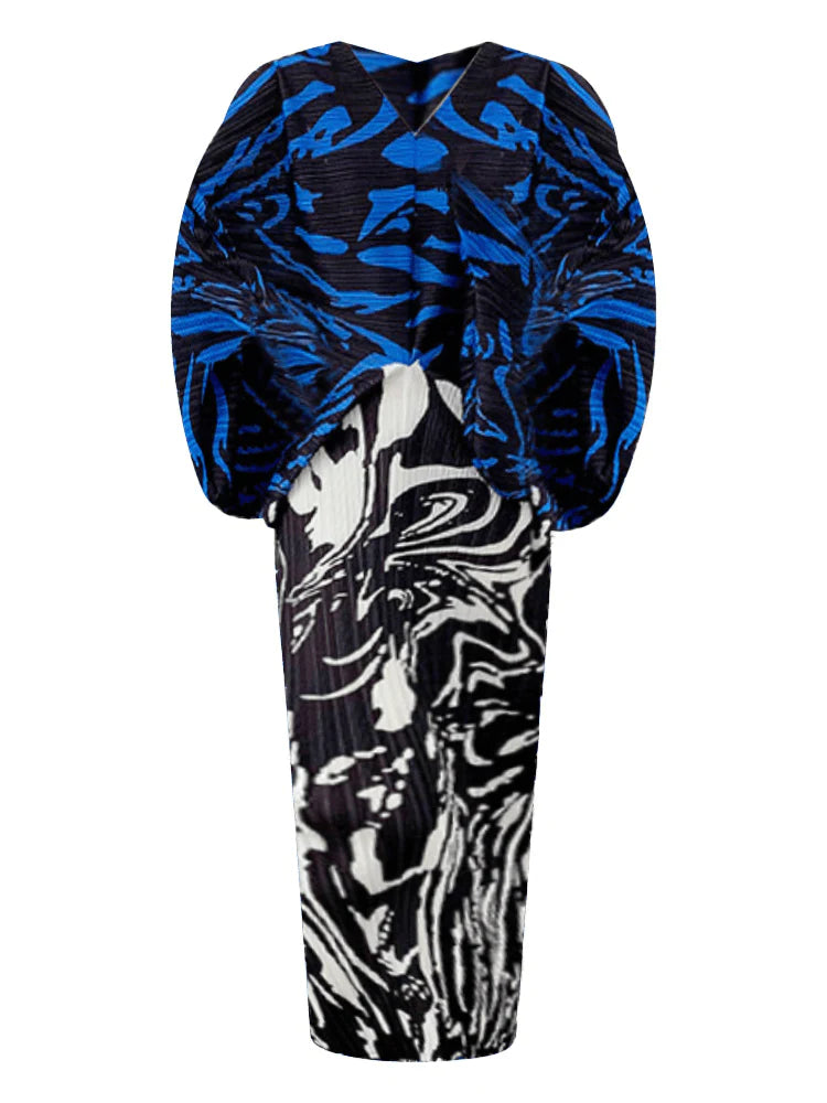 Mellisha Swirl Contrast Pleated Dress