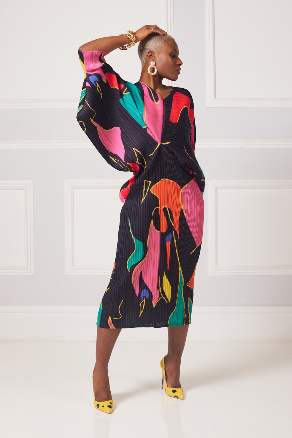 Cambaya Abstract Pleated Dress