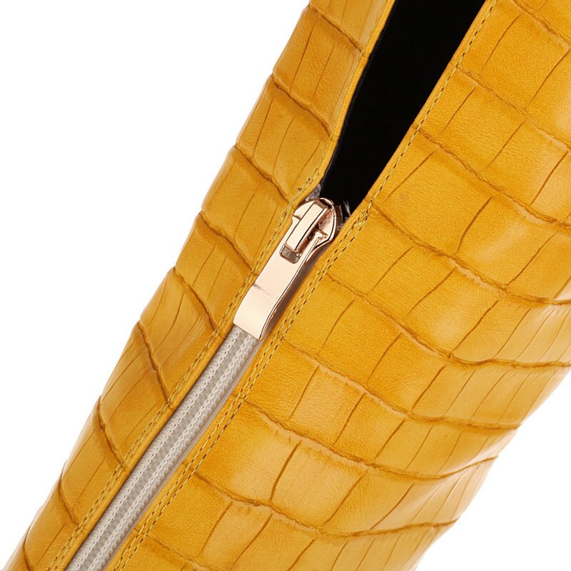 mustard Microfiber Toe Shape BOOTS