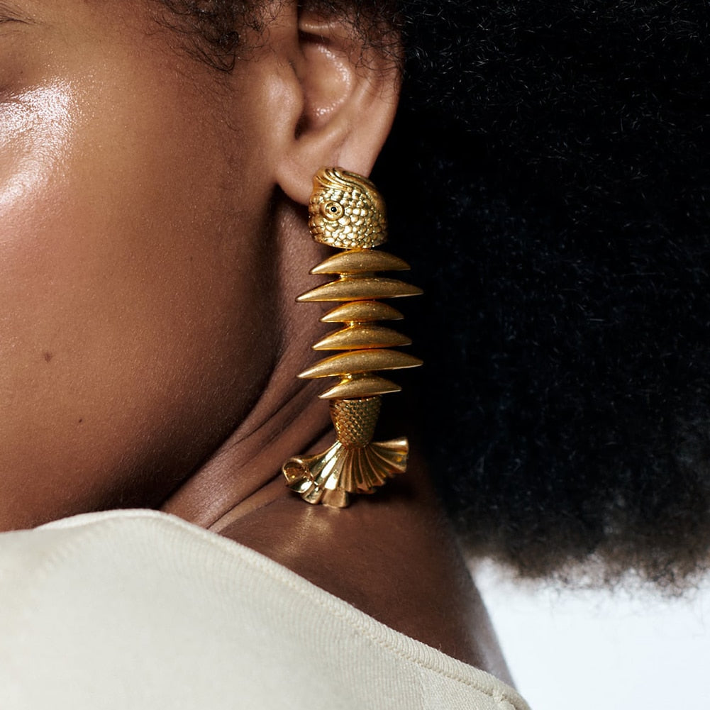 Pensacola Fish Bone Statement Earrings